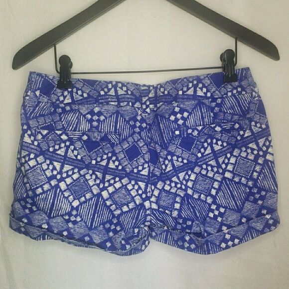 VTG American Eagle Shorts Women's Size 4 Cuffed Midi Stretch Blue Diamond Print - Picture 5 of 11